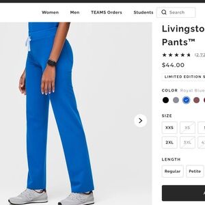 Figs Scrubs Livingston XS Tall Royal Blue